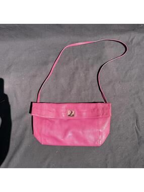 Hoss Intropia Pink Goat Leather Shoulder Bag Turnlock Made in Spain